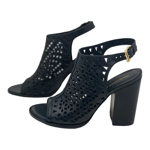 Rebecca Minkoff Black Leather Peep Toes Slingback Heel Sandal size 8M - Picture 5 of 11